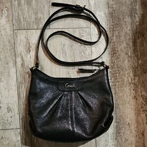 Coach Black Pebbled Leather Shoulder Bag